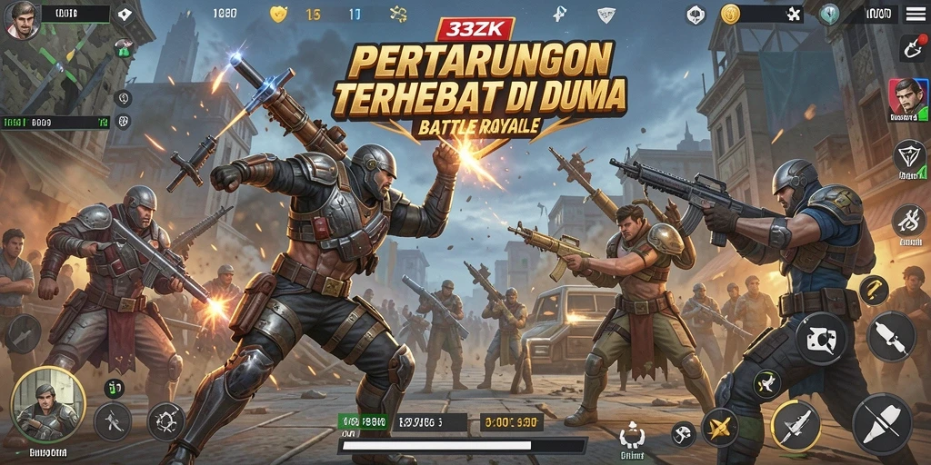 Tangkapan layar utama 33ZK dengan aksi Battle Royale yang mendebarkan.