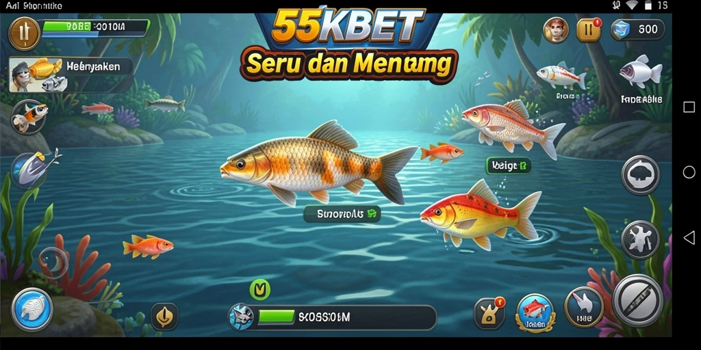 Tampilan gameplay menarik dengan berbagai ikan yang siap ditangkap.