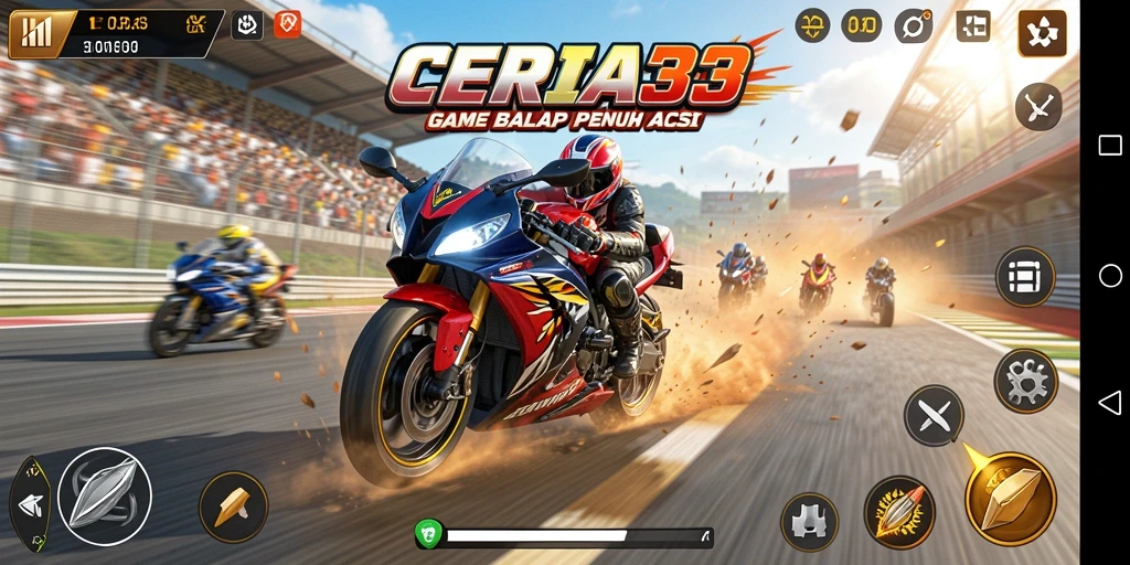 Tampilan gameplay balap motor yang seru dan kompetitif.