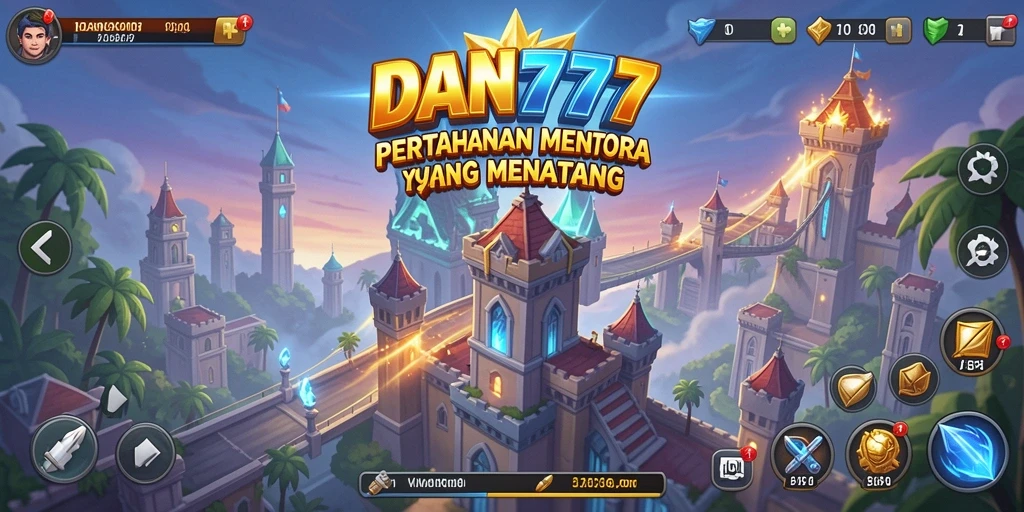 Tampilan gameplay menarik dari DAN777 dengan berbagai menara dan musuh.