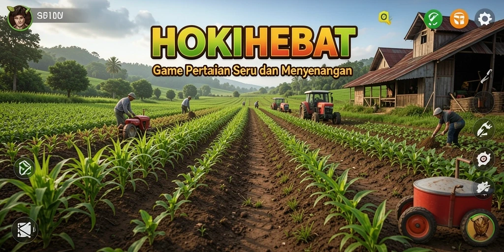 Screenshot gameplay HOKIHEBAT dengan aktivitas bertani yang seru.