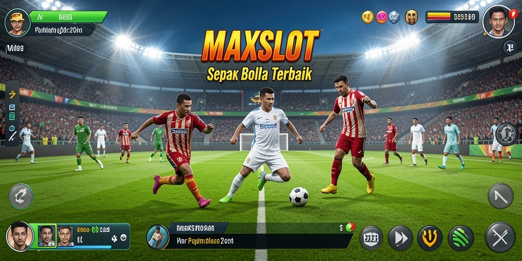 Tampilan gameplay menarik dalam MAXSLOT yang menghadirkan aksi sepak bola nyata.