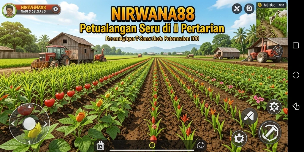 Tampilan gameplay seru NIRWANA88 dengan aktivitas bertani.